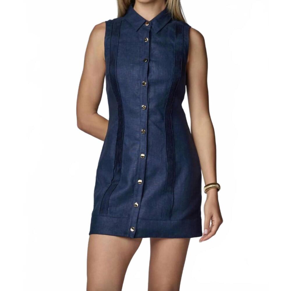 NEW HEVRON riva mini dress in indigo - Picture 1 of 3